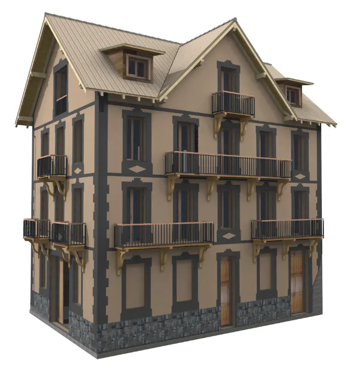 Bureau Bois Concept Rénovation après sinistre par incendie à Guillestre Modélisation avec Semasoft du projet de rénovation